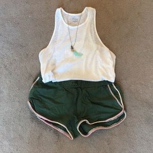 Green linen shorts